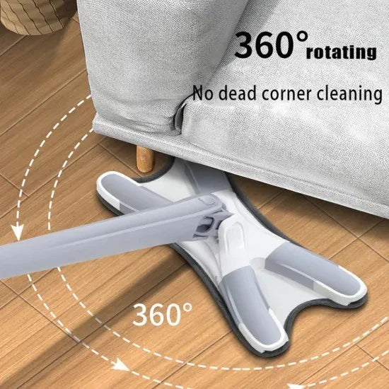 Hand Free 360 Degree Self-Wringing X-Type Microfiber Mop