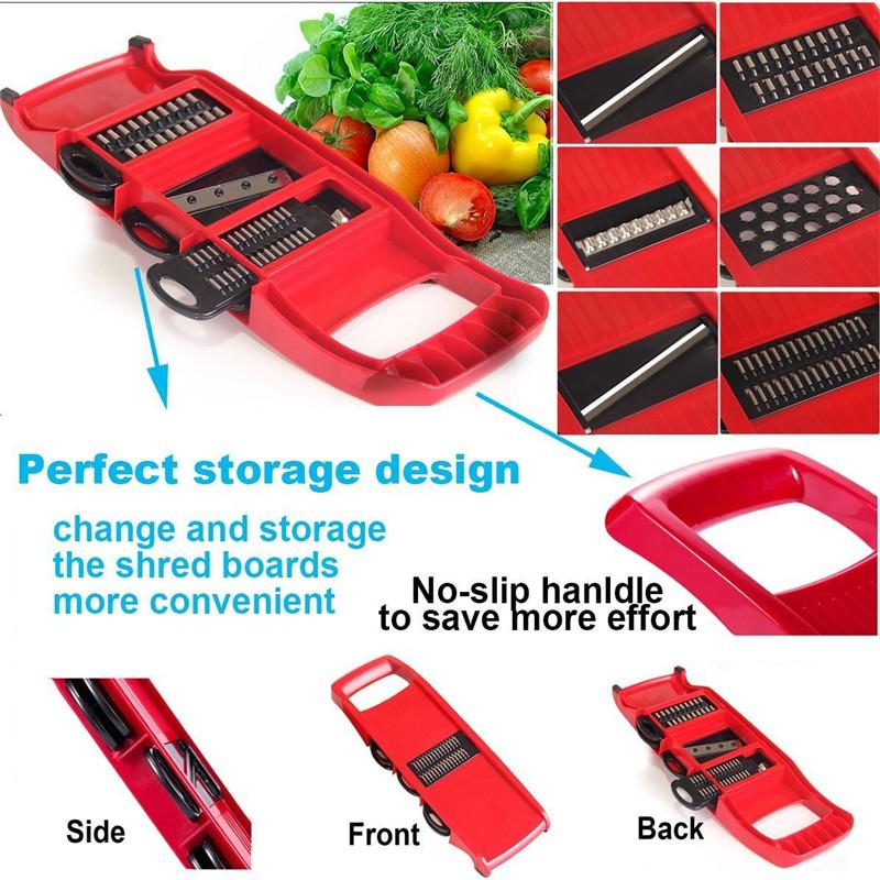 Six Interchangeable Vegetable  Slicer Blades With Hand Protector