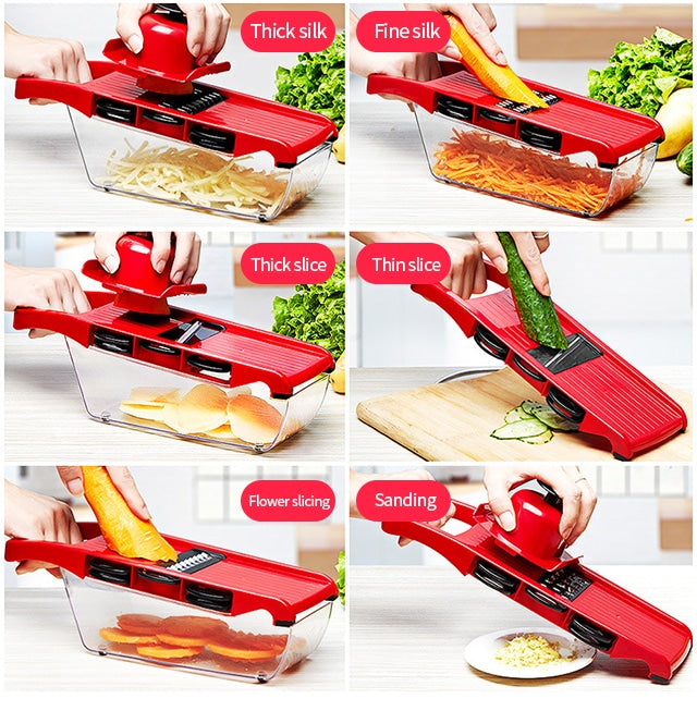 Six Interchangeable Vegetable  Slicer Blades With Hand Protector